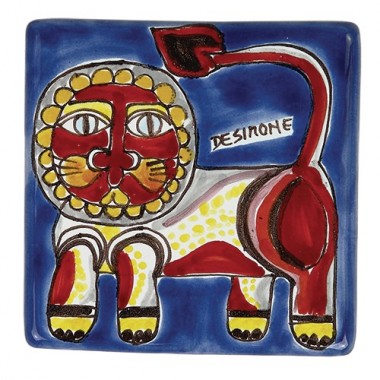 Decorative tile zodiac sign Leo sicilian ceramic de simone pottery Decorative tile zodiac sign Leo sicilian ceramic de simone pottery
